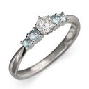 リング レディース 3月 アクアマリン 天然ダイヤモンド 18金ゴールド 約0.19ct (ホワイト イエロー ピンク) (ガーネット アメジスト アクアマリン...