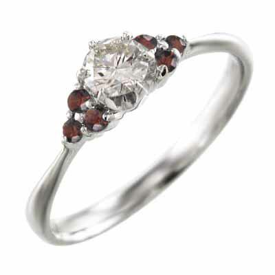 結婚指輪 にも レディース 1月 ガーネット 天然ダイヤモンド プラチナ900 約0.18ct (ガーネット アメジスト アクアマリン ブラックダイヤモンド エメラルド ルビー ペリドット サファイア ピンクサファイア ピンクトルマリン ブルートパーズ シトリン 他)