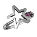 リング スター デザイン レディース メンズ 7月 ルビー Pt900 (ガーネット アメジスト アクアマリン ブラックダイヤモンド エメラルド ルビー ペリド...
