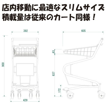 CTショッピングカート 媒体機能付メディアカート/3台＋カゴ/6個セット | 買い物かご ショッピングカート 販売 スーパー バスケット 業務用 4輪 ショッピング カート 買い物カート 買い物 2段 ショッピングバスケット レジカゴ おしゃれ 陳列 ワゴン バスケットカート 売り場