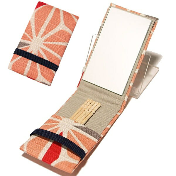 楊枝入れ 携帯 ミラー付 麻の葉 ピンク 爪楊枝入れ 携帯用 つまようじ入れ 爪楊枝 ケース つまようじケース おしゃれ かわいい 和柄 日本製 メール便 送料無料