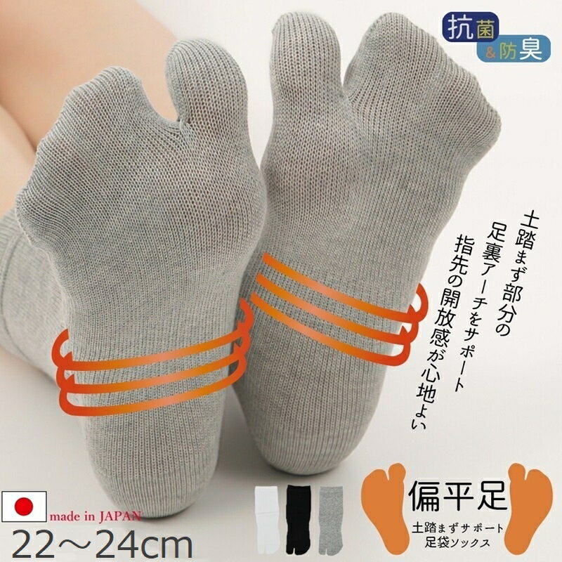 偏平足 土踏まずサポート足袋ソックス レディース AS13 1足組（2枚入） 2本指ソックス 2本指靴下 足底筋膜炎 アーチサポート 矯正 足裏 痛い グッズ 日本製 メール便 送料無料のサムネイル