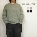 BLUE LAKE MARKET ブルーレイクマーケット コットン 綾ダンプ バックゴム ギャザー シャツ バンドカラー 秋冬 レディース リラックス 長袖 ブ...