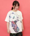 ScoLar スカラー おひるね 花 パンダ柄 Tシャツ チュニック 夏 レディース 半袖 おしゃれ かわいい プルオーバー 30代40代(4)