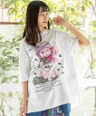\最大30%OFFクーポン発行中/ScoLar スカラー 猫丸ラブみの 映えニャン柄 Tシャツ 春 夏 レディース 半袖 綿 コットン カットソー カジュアル