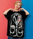 【SALE 10%OFF】 ScoLar スカラー ジャケット トリックアート柄 バッヂ付き チュニック Tシャツ 夏 レディース 半袖 おしゃれ 綿 カットソ...