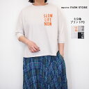 PACIFIC PARK STORE パシフィックパークストア 天竺 プリント SLOW LIFE NOW プルオーバー 7分袖 Tシャツ レディース カットソ...
