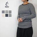 naru ナル コットン ランダム リブ ボーダー クルーネック プルオーバー レディースファッション トップス Tシャツ カットソー 長袖 秋冬 おしゃれ サ...