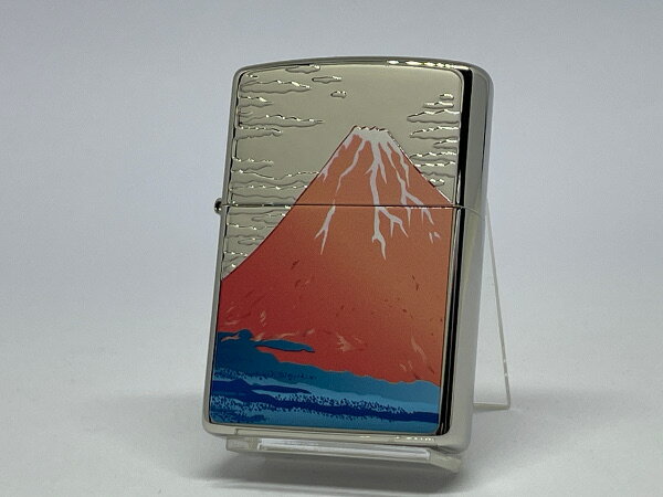 ZIPPO[ジッポー]浮世絵 赤富士 ニッケル エッチング＆プリント 63520198【楽ギフ_包装】