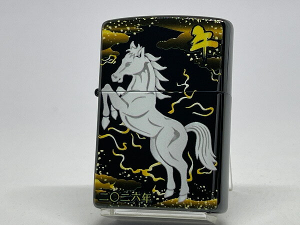 送料無料 ZIPPO[ジッポー] 2026年干支「午」黒チタンコーティング 受注生産品 2TIBK-HORSE【楽ギフ_包装】