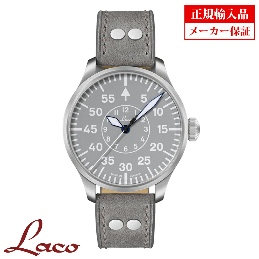 【長期保証5年付き】ラコ メンズ腕時計 Laco 862162 PILOT Aachen39 Grau パイロット アーヘン39 グラウ 自動巻 正規輸入品