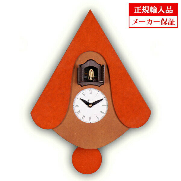 ピロンディーニ Pirondini クオーツ 掛け時計 木製 鳩時計 (はと時計 カッコー時計) [105B] New W オレンジ イタリア製 インテリア クロック メーカー保証付き