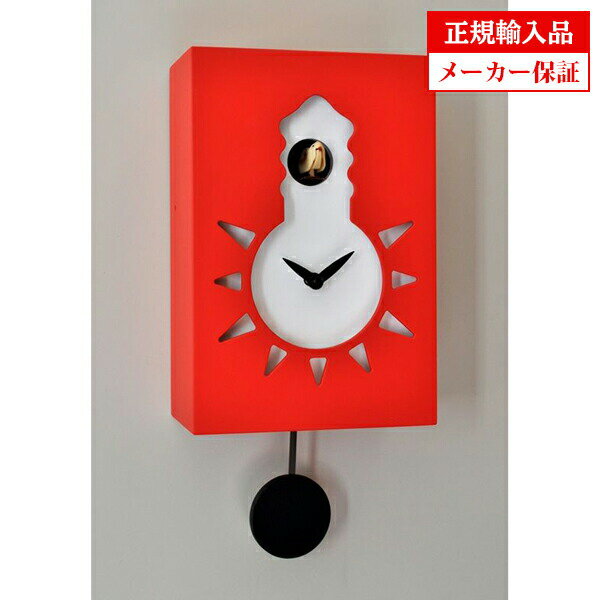 ピロンディーニ Pirondini クオーツ 掛け時計 木製 鳩時計 (はと時計 カッコー時計) [116-RED] Night＆Day 116 レッド イタリア製 インテリア クロック メーカー保証付き