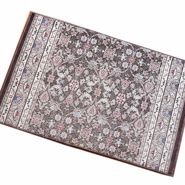 洗える日本製モケットマット （約）81x50cm #10グリーン系ブラウン