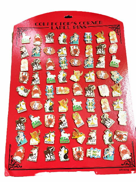 【現品商品】星座ピンバッチ72個　紙製ディスプレイスタンド付