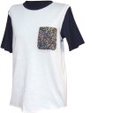 半袖Tシャツクリーム＆紺色にラバーの飾りポケット付き