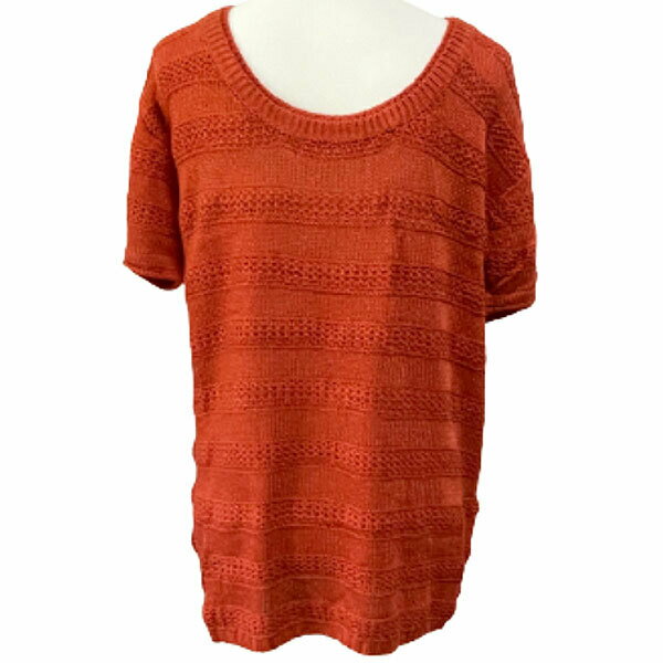 丸首　半袖ざっくり編みセーターM寸（アクリル100％）