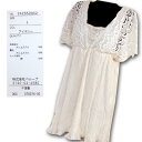 ワンピースチュニック【M・L寸あり】ボレロ風アイボリー色の高級レース付きプリーツ仕立て