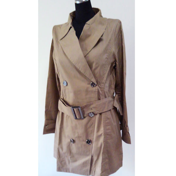 綿100％のハーフ丈トレンチコートM寸（裏地なし）モカ色