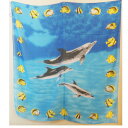 水族館限定販売スカーフ(サイズ87x87cm)ブルー系にお魚プリント(4)