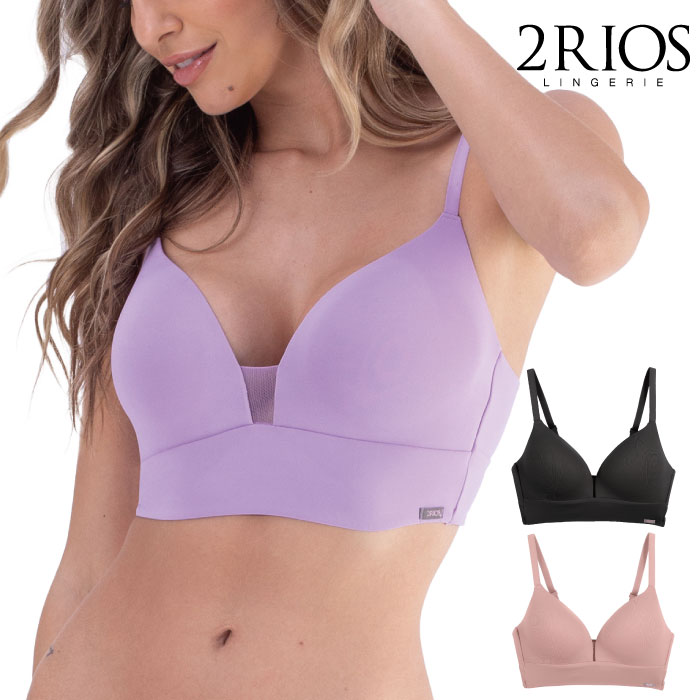 2RIOS ドイスヒオス◆ブラジル 下着 インナーウェア ブラジリアンランジェリー ブラジャー チュール パット有り ノンワイヤー シンプル 無地 楽ちん マイクロファイバー 2r-82313