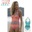 【均一SALE】AGUA DOCE アグアドーセ ブラジリアン水着 ワンピース パット入り ホルターネック ダマスク柄 ad-13043