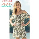 【均一SALE】AGUA DOCE アグアドーセ ブラジリアン水着 パームツリー柄 ヤシの木 ワンピース ドレス オフショルダー ストラップ調整可 ad-131...
