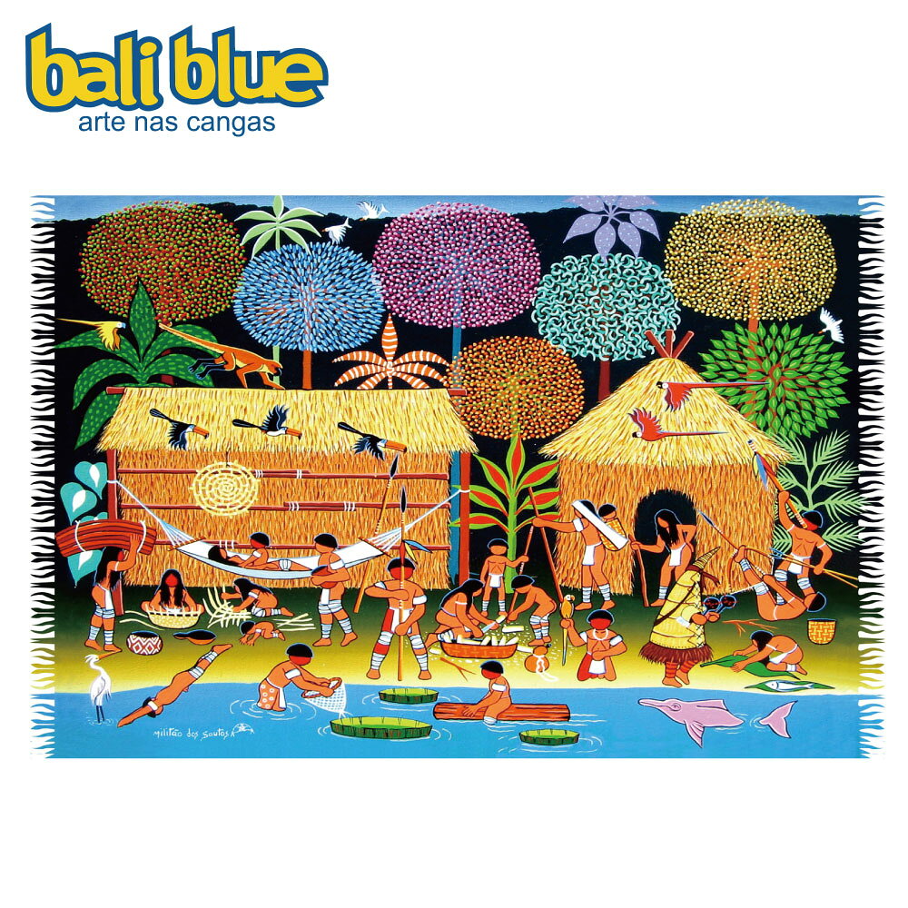 bali blue バリブルー◆ブラジル ビーチ ビーチウェア パレオ 水着 インディアン ツリー 木 アララ トゥーカン カラフル 巻きスカート 民族衣装 プレゼント 贈り物 bb-indios