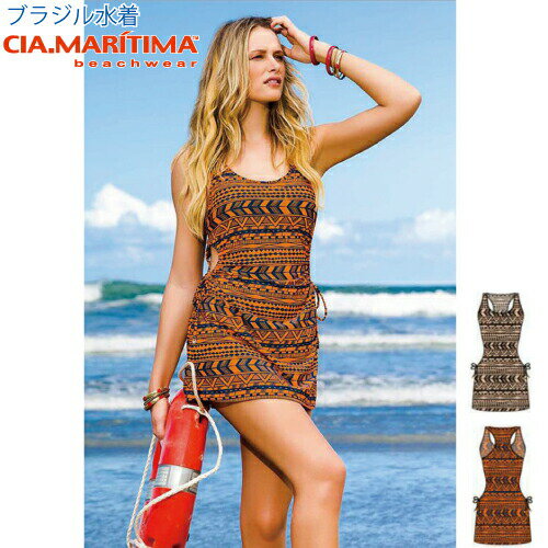 【均一SALE】CIA.MARITIMA カンパーニャ マリッチマ ブラジル インポート水着 ビーチウエア アフリカン柄 ワンピース ドレス cm-492
