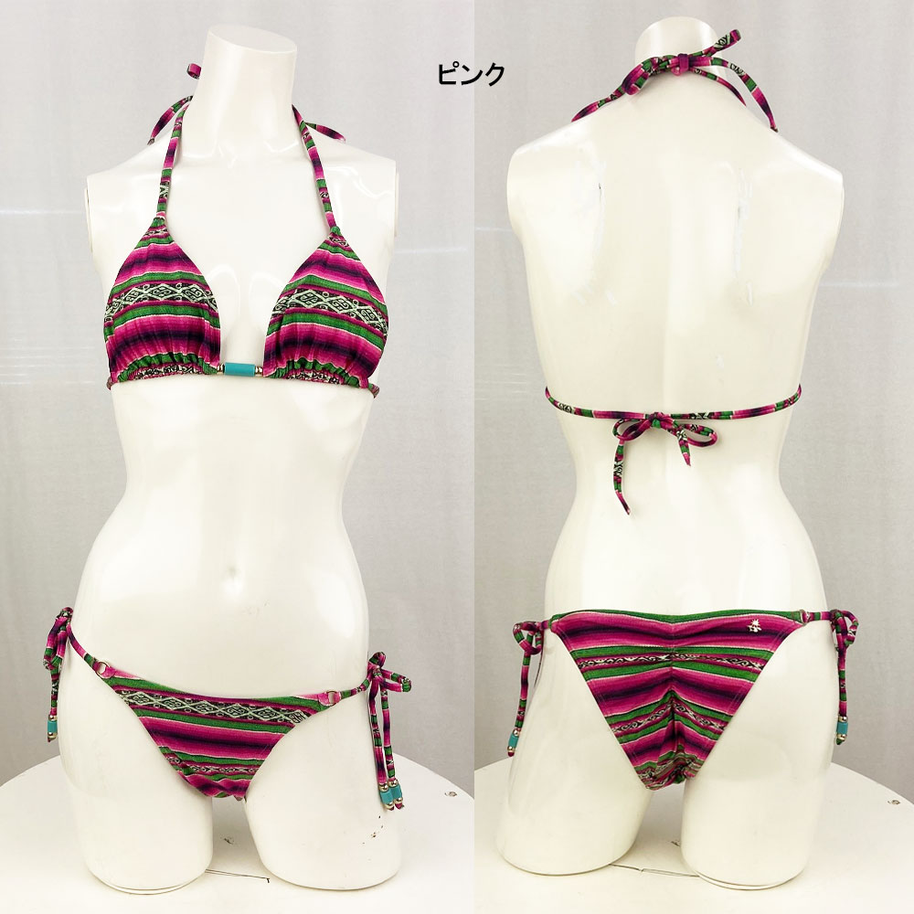 【3,000円→2,000円】CIA.MARITIMA カンパーニャ マリッチマ◆ブラジル インポート水着 ビーチウエア 三角ビキニ ボーダー 幾何学模様 cm-4405