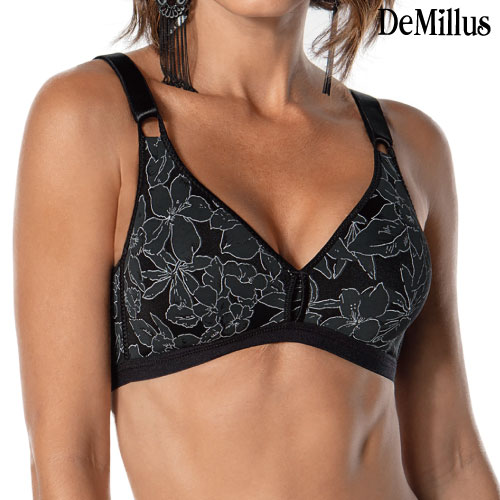 DeMillus デミルス◆ブラジリアンランジェリー ブラジル 下着 ブラジャー フルカップブラジャー ノンワイヤー パットなし フラワープリント 花柄 de61741