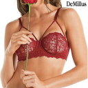 DeMillus デミルス◆ブラジリアンランジェリー ブラジル 下着 ブラジャー 1/2カップブラジャー ワイヤー入り パットなし ハーフカップ 総レース ストラップ ストラップ調整可能 レース de64032(4)