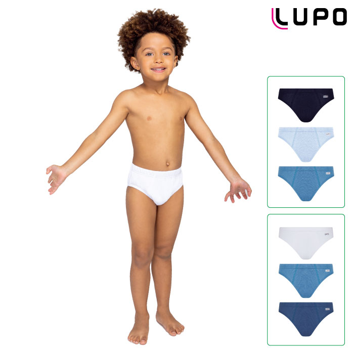 【新商品】LUPO ルポ◆ブラジル ブラジルランジェリー パンツ 下着 キッズ 男児 ショーツ ブリーフ ロゴ コットン 3枚組 綿 無地 シンプル lp140-089