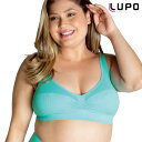 LUPO ルポ◆ブラジル ブラジルランジェリー ブラジャー スポーツブラ ナイトブラ フルカップブラジャー ストライプ 織模様 2枚重ね パット入り ストラップ調整可 プラスサイズ 大きいサイズ lp41332
