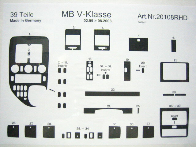 ●MB W638・Vクラス/'00-●インテリアパネル/ローズウッド●39p