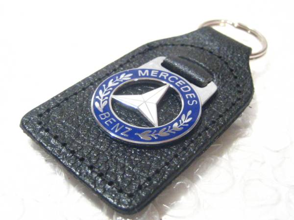 メルセデスベンツ(クレスト) 角型・本革キーホルダー MERCEDES-BENZ