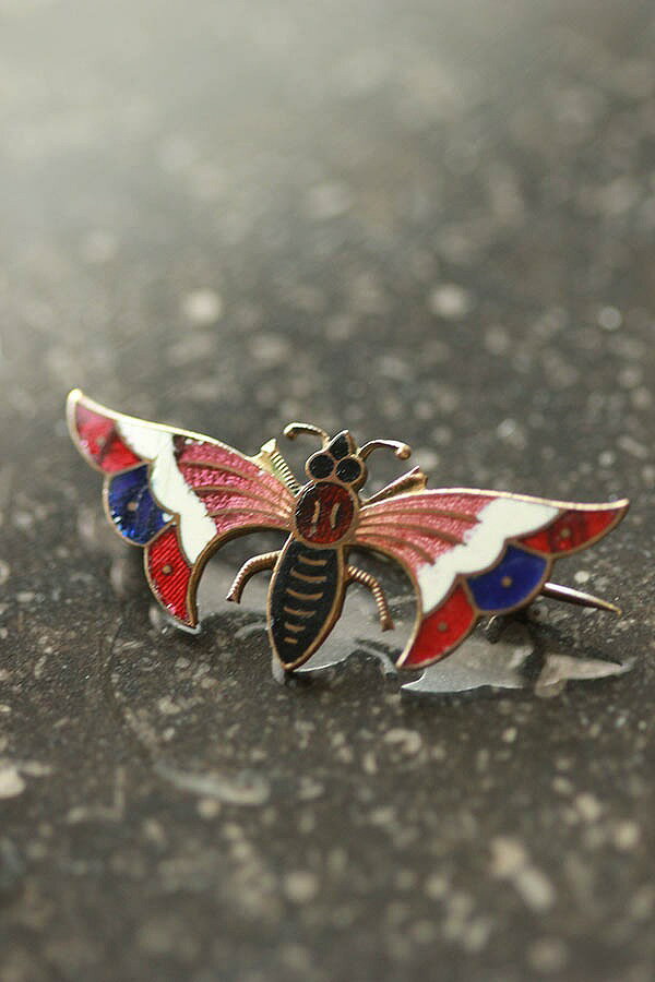 ART DECO/アールデコ 推定1930's 有線七宝 エナメル/Cloisonne/クロイゾネ ブローチ pi05