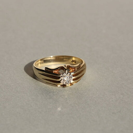 VINTAGE BRITISH 1970s MP LONDON HM DIAMOND 9CT/9K GOLD GYPSY RING JP21.5 me01 ri04 VINTAGE BRITISH 1970s MP LONDON HM DIAMOND 9CT/9K GOLD GYPSY RING JP21.5 me01 ri04