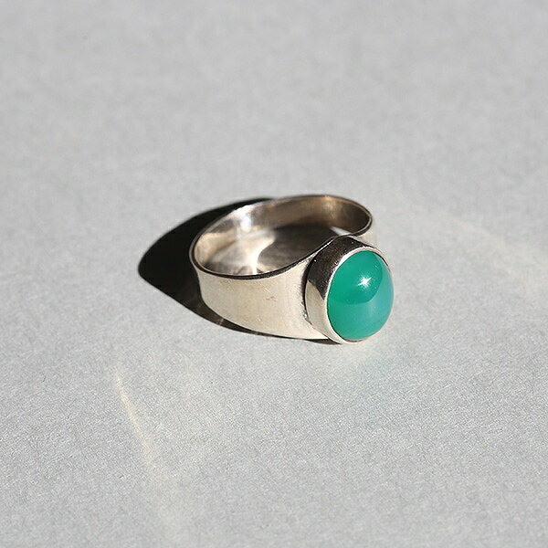 乐天商城 - BRITISH VINTAGE 1975 AP BIRMINGHAM HALLMARKED CHRYSOPRASE SILVER RING JP14 me01 ri04