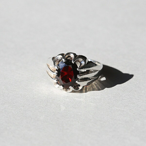 BRITISH VINTAGE 1979 L.D.P BIRMINGHAM HALLMARK GARNET STERLING SILVER GYPSY RING JP21 me01 ri04