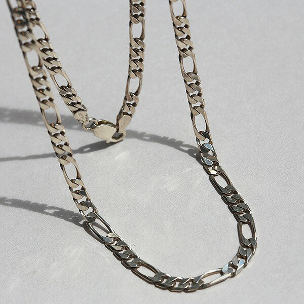 乐天商城 - VINTAGE UK 1996 OPT SHEFFIELD IMPORT MARK 4.7mm × 61cm STERLING SILVER FIGARO CHAIN NECKLACE ne02 me01 ch6