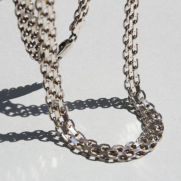 乐天商城 - VINTAGE UK 1991 FA LONDON IMPORT MARK 9.2mm × 40cm STERLING SILVER BISMARK CHAIN NECKLACE ne02 me01 ch6