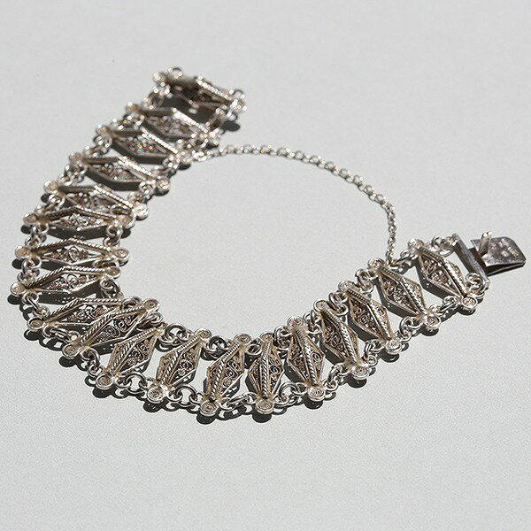 乐天商城 - BELGIAN VINTAGE c1940s SILVER 800 FILIGREE BRACELET me01 br03