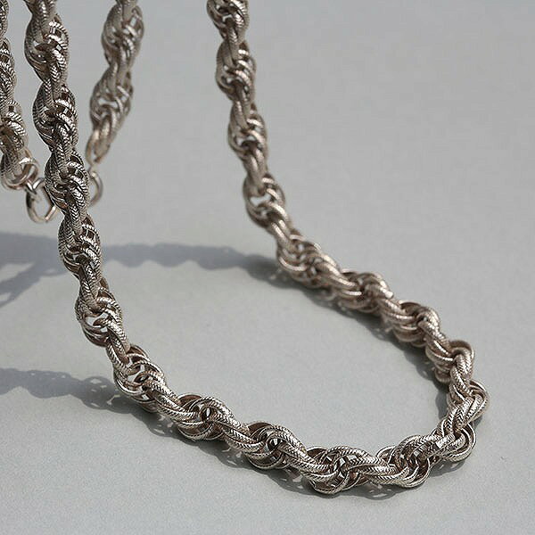 UK & ITALY VINTAGE 1994 UNOAERRE SHEFFIELD IMPORT MARK 8.3mm × 50cm STERLING SILVER ROPE CHAIN NECKLACE me01 ch6