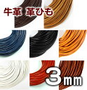 革ひも 牛革 革紐 3mm 丸紐 1m単位 測り売り 皮紐 かわひも 3.0mm レザーコード 【メール便可】