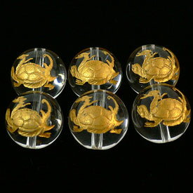 水晶【玄武】四神獣手彫り 金塗り(10mm) 粒売り ばら売り 天然石・パワーストーン ビーズ 水晶【玄武】四神獣手彫り 金塗り(10mm) 粒売り ばら売り 天然石・パワーストーン ビーズ
