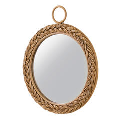 ミラー 鏡 だ円形 楕円形 ラタン 手編み 壁掛け ウォールミラー おしゃれ シンプル インテリア アジアン
