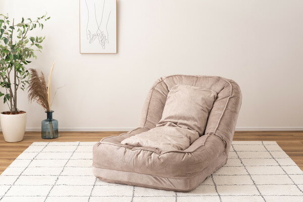 ペット対応ソファベッド 耐摩耗性 防水加工 ベージュ くすみカラー 14段階リクライニング コンパクトサイズ