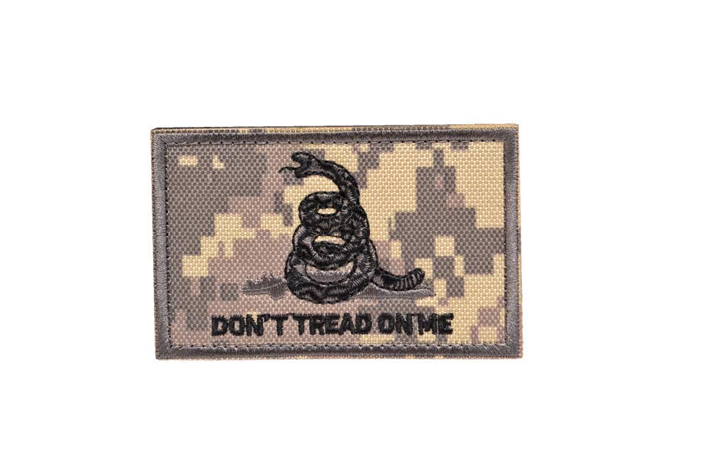 【送料無料 メール便発送商品】ワッペン 布製 長方形 米海軍 ガラガラヘビ DONT TREAD ON ME ミリタリー パッチ サバゲー ベルクロ付 (下地ACU 柄黒)