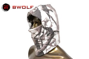 【送料無料 ネコポス便】BWOLF ネックウォーマー フードウォーマー フェイスマスク フリース生地 起毛 3WAY 枯葉迷彩 落葉迷彩 (RZ19)